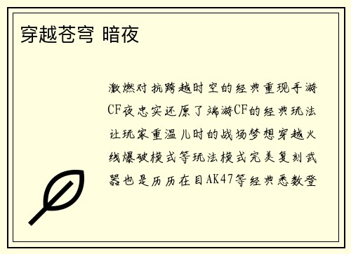 穿越苍穹 暗夜